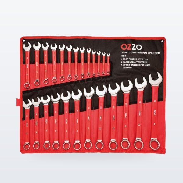 OZZO 25-Piece Metric Combination Spanner Set (6-32 mm) with Tool Roll