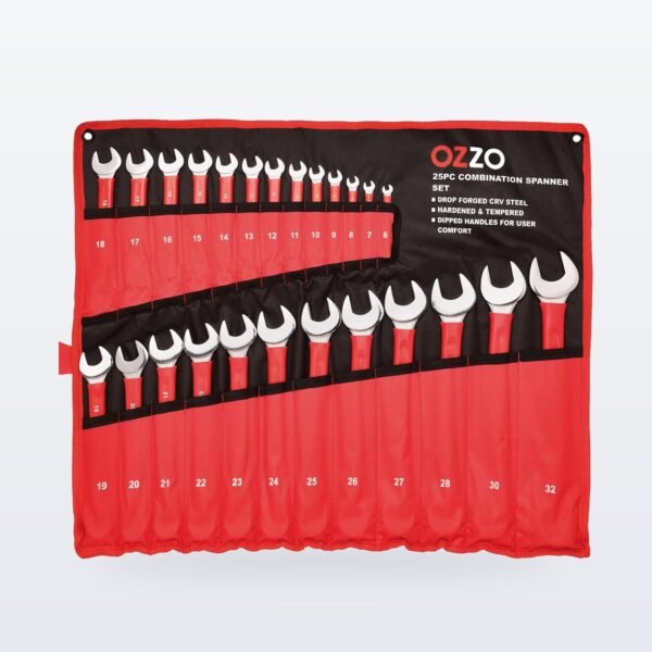 OZZO 25-Piece Metric Combination Spanner Set (6-32 mm) with Tool Roll