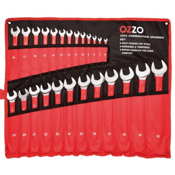 OZZO 25-Piece Metric Combination Spanner Set (6-32 mm) with Tool Roll