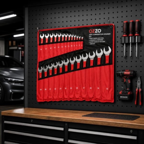 OZZO 25-Piece Metric Combination Spanner Set (6-32 mm) with Tool Roll