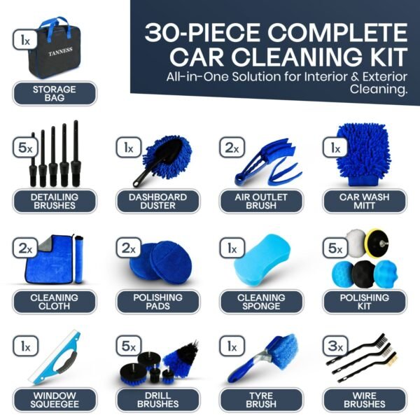 30-Piece Car Detailing Brush Kit