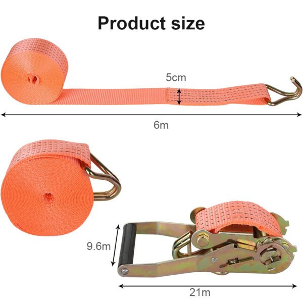Ratchet Tie-Down Straps, 50 mm x 6 m (Pack of 4)